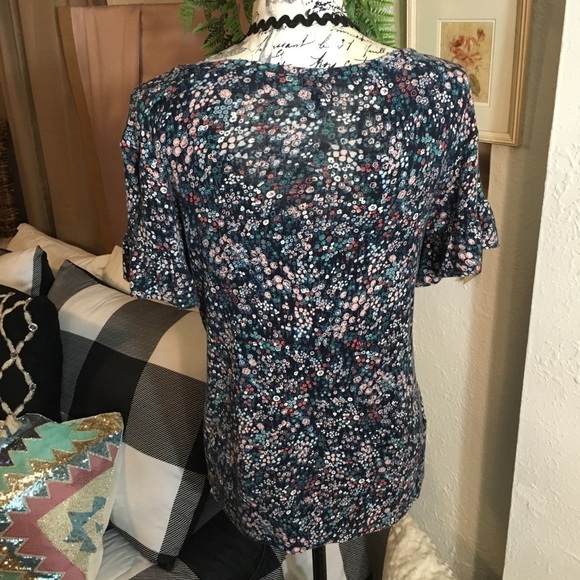LOFT outlet floral ruffle sleeve top - Picture 5 of 7